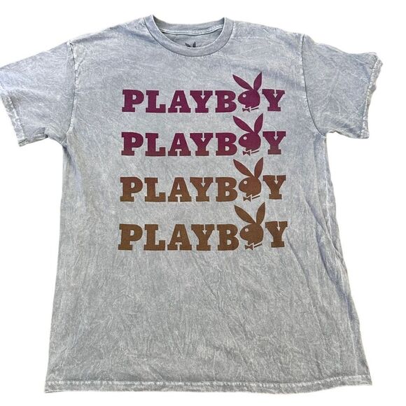 Playboy ~ Grey Tshirt ~ size Medium ~ distressed look knit - Picture 4 of 9